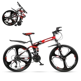 SUIBIAN Bike SUIBIAN Folding Adult Bike, 26-inch Variable Speed Double Shock Absorption Off-road Racing, with Front Shock Lock, 4 Colors, Suitable for Height 165-185cm, Red, 24
