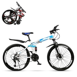 SUIBIAN Folding Bike SUIBIAN Folding Mountain Bike Adult, 26 Inch Double Shock Absorption Off-road Variable Speed Racing Car, Fast Bike for Men and Women 21 / 24 / 27 / 30 Speed, Spoke Terms, Blue, 21