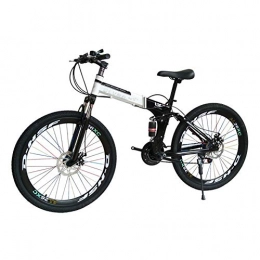 LQLD Bike Suspension Mountain Bike, Double Disc Brake System Non-Slip Tire Folding Bicycles Light And Durable Adult Mountain Bikes Load Capacity 120Kg, Black, 21 speed