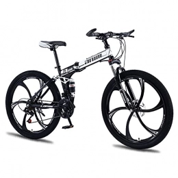 SUYANG Adult Mountain Bike, Neutral Folding Bike Non-slip Bike-fast And Comfortable Off-road Racing, 21-speed Gear Double Disc Brake Mountain Bike Couple Bike (black And White)