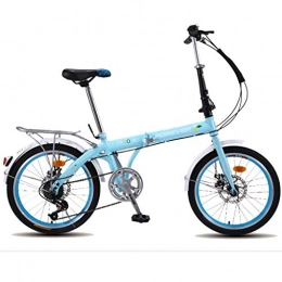 SXRKRZLB Folding Bike SXRKRZLB Folding Bikes 20-Inch Folding Speed Bicycle - Portable City Commuter Car for Men Women, Blue