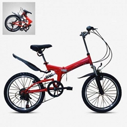 SXXYTCWL Folding Bike SXXYTCWL 20 inch Folding Mountain Bikes, 6-Speed Variable High Carbon Steel Frame, Shock Absorption V Brake All Terrain Adult City Foldable Bicycle 6-11, White jianyou (Color : Red)