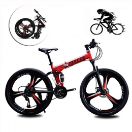 SXXYTCWL Folding Bike SXXYTCWL 26 Inch Folding Mountain Bike For Adult, Lightweight Aluminum Frame Fully Suspention Road Bikes Front And Rear Mechanical Disc Brakes, With Suspension Fork Disc Brake jianyou