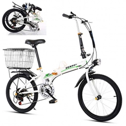 SXZZ Folding Bike SXZZ 20 Inches Folding Bicycle, Portable Mini City Bike with LED Light, Pedal Car Aluminum Alloy Frame Light Lightweight And Durable for Adult Student, White