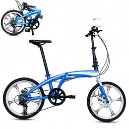 SYCHONG Bike SYCHONG 20 Inch Folding Bicycle Adult Aluminum Alloy Ultra Light Portable Children's Women's Folding Bicycle, Blue