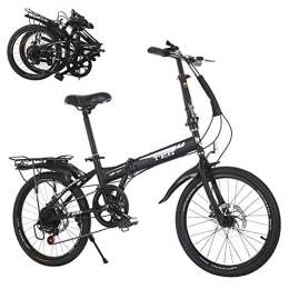 SYCHONG Folding Bike SYCHONG 20 Inch Speed Folding Bike Adult, Adjustable Seat And Body Height, Front And Rear Disc Brakes, Black