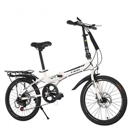 SYCHONG Folding Bike SYCHONG 20 Inch Speed Folding Bike Adult, Adjustable Seat And Body Height, Front And Rear Disc Brakes, White