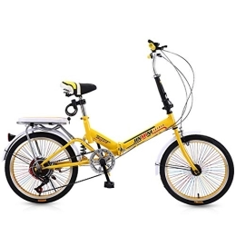 SYCHONG Folding Bike SYCHONG 20 Inchfolding Bike - 6 Speed Folding Bike, with Front And Rear V Brake System Shock Absorb, Ultralight Folding Bicycle, Yellow