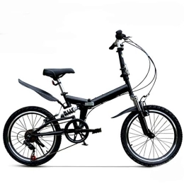 SYCHONG Folding Bike SYCHONG 20Inch Folding Bicycle, Portable, Shock Absorptio, Variable Speed Mountain Road Bicycle, Available for Adults Children, Black