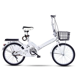 SYCHONG Folding Bike SYCHONG 20Inch Folding Bike, Lightweight High Carbon Steel Chejia, Foldable Compact Bicycle with With Front+Rear Fender Double Brake, White