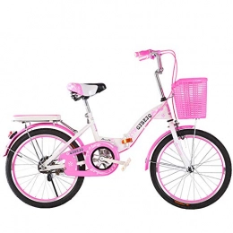 SYCHONG Folding Bike SYCHONG Children's Folding Bicycle, Single Speed, Girl Stroller with Adjustable Seat, 11-17 Bicycle Aged Student Bicycle, Lightweight, 1Pink, 22inches