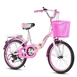 SYCHONG Folding Bike SYCHONG Children's Folding Bicycle, Variable Speed, Girl Stroller with Adjustable Seat, 11-17 Bicycle Aged Student Bicycle, Lightweight, 1Pink, 24inches