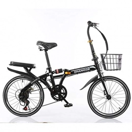 SYCHONG Bike SYCHONG Folding Bicycle 20Inch Single Speed, Shock Absorption Brake, Spoke Wheel, with Basket / Bottle Cage / Rear Pad, Light Portable, Easy Carrying, Black