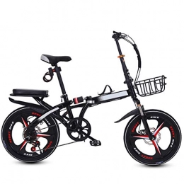 SYCHONG Bike SYCHONG Folding Bicycle, Ultra Light Portable Variable Speed Small Bicycle, Double Shock Absorption, Double Disc Brake, Black, 16inches