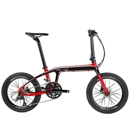 SYCHONG Bike SYCHONG Folding Bike - 20 Inch Folding Bike, Ultralight Foldable Carbon Fiber Frame, 16-Speed Dual Disc Brake Folding Bicycle, Red