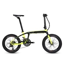 SYCHONG Bike SYCHONG Folding Bike - 20 Inch Folding Bike, Ultralight Foldable Carbon Fiber Frame, 16-Speed Dual Disc Brake Folding Bicycle, Yellow