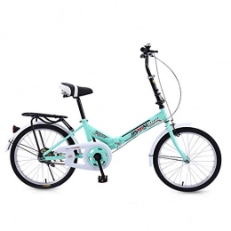SYCHONG Bike SYCHONG Folding Bike -20 Inch Single Speed Folding Bike, with Front And Rear V Brake System Shock Absorb Ultralight Folding Bicycle, Green