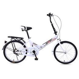 SYCHONG Folding Bike SYCHONG Folding Bike -20 Inch Single Speed Folding Bike, with Front And Rear V Brake System Shock Absorb Ultralight Folding Bicycle, White