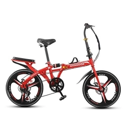 SYCHONG Bike SYCHONG Folding Bike 20Inch, Folding City Bike, Single Speed, Shock Absorber Brake, Fully Assembled, Available for Adults Children Students Small Bicycle, Red