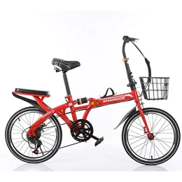 SYCHONG Bike SYCHONG Folding Bike 20Inch, Folding City Bike, Variable Speed, Shock Absorption Disc Brake, Spoke Wheel, Fully Assembled, Available for Adults Children, Red