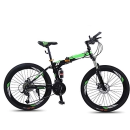 SYCHONG Bike SYCHONG Folding Mountain Bike Variable Speed 24 / 26 Inches Dual Suspension Folding Bike MTB Bicycle, Green, 24speed