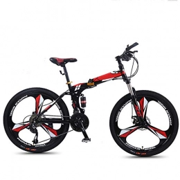 SYCHONG Bike SYCHONG Folding Mountain Bike Variable Speed 24 / 26 Inchesthree-Knife Wheel Folding Bike MTB Bicycle, Red, 24inches