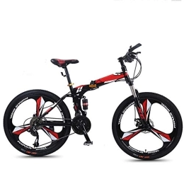 SYCHONG Bike SYCHONG Folding Mountain Bike Variable Speed 24 / 26 Inchesthree-Knife Wheel Folding Bike MTB Bicycle, Red, 26inches