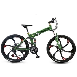 SYCHONG Bike SYCHONG Mountain Bike 26Inche Six-Knife Wheel Dual Suspension Folding Bike 27Speed MTB Bicycle, Green