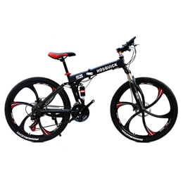 SYCHONG Bike SYCHONG Mountain Bike 26Inche Six-Knife Wheel Dual Suspension Folding Bike 30Speed MTB Bicycle, A