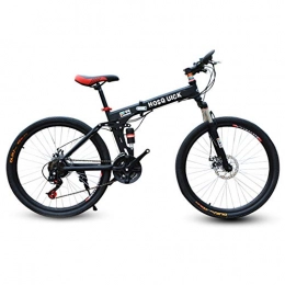 SYCHONG Folding Bike SYCHONG Mountain Bike Spoke Wheels Dual Suspension Folding Bike 27 Speed MTB Bicycle, Black, 24inches