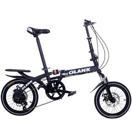 SYCHONG Folding Bike SYCHONG New Folding Bicycle, 7 Speed, Great for City Riding And Commuting, Lightweight Aluminum Frame, Rear Carry Rack And Kickstand, Black, 16inches