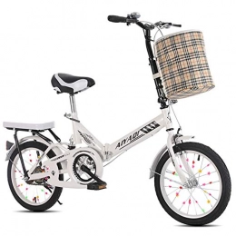 SYCHONG Folding Bike SYCHONG Small Folding Bicycle Men And Women 16 Inch 20 Inch Ultra Light Portable Adult Student Youth Children Bicycle, White, 20inches