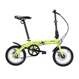 szy Folding Bike szy Folding Bike Foldable Bike Folding Bicycle 14 Inch Folding Bicycle Single Speed Dual Disc Brake Adult Bicycle Ultra Light And Portable (Color : Green, Size : 113 * 93-110cm)