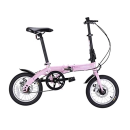 szy Folding Bike szy Folding Bike Foldable Bike Folding Bicycle 14 Inch Folding Bicycle Single Speed Dual Disc Brake Adult Bicycle Ultra Light And Portable (Color : Pink, Size : 113 * 93-110cm)