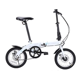 szy Folding Bike szy Folding Bike Foldable Bike Folding Bicycle 14 Inch Folding Bicycle Single Speed Dual Disc Brake Adult Bicycle Ultra Light And Portable (Color : White, Size : 113 * 93-110cm)