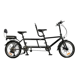 Tandem Bike for Couple, 20-Inch Wheels City Tandem Folding Bicycle, Double Seater Load-bearing 200kg, 7-Speed Adjustable, Foldable Classic Tandem Adult Beach Cruiser Bike for Outdoor Cycling