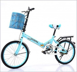 TANERDD Bike TANERDD Road Bike Leisure bike Carrier Bicycle Portable Student Bicycle Bike Folding Bicycle Ultra Light Variable Speed For Birthday 20 Inch, Blue