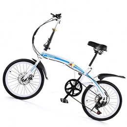 TANGIST Folding Bike TANGIST Blue Cycling Mountain Bikes, Six Level Shifting, For 20 Inch, Thickened High Carbon Steel Material, Ergonomic For Adults Men Women, Sensitive Fast Folding