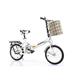 TAOBEGJ Portable Folding Bicycle, 20 Inch Bikes for Adults, Lightweight Folding City Bike Variable Speed Adjustable,White-20 Inch