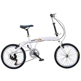 TATANE Bike TATANE 20 Inch Folding Bicycle, Men's And Women's Variable Speed Adult Car, Double V Brake Outdoor Student Bikes, White, 20inch