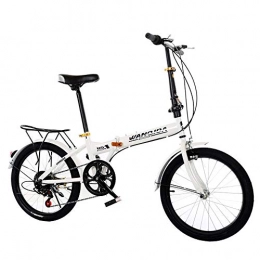 TATANE Bike TATANE 20 Inch Variable Speed Folding Bicycle, Adult Folding Bicycle, Outdoor Commuting Student Bike Gift Car, White, 20inch