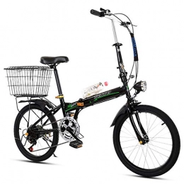 TATANE Folding Bike TATANE Bicycle with Basket, Folding Speed Changer, Unisex Bicycle, Ultra-Light Portable Small Wheel 20 Inch Adult Student Car Bikes, Black, 20inch