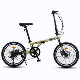 TAURU Bike TAURU 20" Variable Speed Bicycle Fold Bikes Carbon Steel Portable Bicycle-Double Disc Brake (Gold)