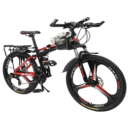 Tbagem-Yjr Folding Bike Tbagem-Yjr 21 / 24 / 27 / 30 Speed 24 Inch Folding Mountain Bicycles 3 Knife Wheels Disc Brakes Portable Light Foldable Absorber Bike Color: Black (Speed : 30speed)