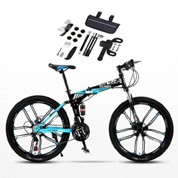 Tbagem-Yjr Folding Bike Tbagem-Yjr 24 Inch 10 Knife Wheels Mountain Foldable Bicycle, Suitable For Adult Teenagers Mechanical Disc Brake With Full Suspension Color: A-C (Color : A)