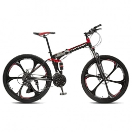 Tbagem-Yjr Folding Bike Tbagem-Yjr 24-inch Adult Folding Mountain Bike 21 / 24 / 27 / 30-speed Bike Super Lightweight Full Suspension Bicycle 3 Knife Wheels Color:A-B (Color : B, Speed : 27speed)
