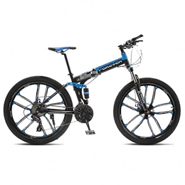 Tbagem-Yjr Folding Bike Tbagem-Yjr 24 Inch Folding Bikes 10 Knife Wheels Mountain Bike, 21 / 24 / 27 / 30 Speed High Carbon Steel Frame Safety Dual Disc Brakes System Color:A-B (Color : A, Speed : 27speed)