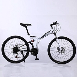 Tbagem-Yjr Bike Tbagem-Yjr 24 Inch Folding Mountain Bike, 24 Speed Double Disc Brake City Road Bicycle (Color : White)