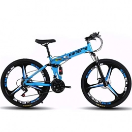 Tbagem-Yjr Bike Tbagem-Yjr 24 Inch Overall Wheel 27 Speed Unisex Dual Suspension Folding Road Mountain Bikes (Color : Blue)