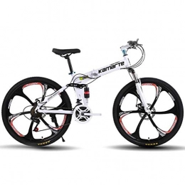 Tbagem-Yjr Folding Bike Tbagem-Yjr 24 Inch Wheel Folding High-carbon Steel City Road Bicycle, Hybrid Commuter City Mountain Bike (Color : White, Size : 27 Speed)